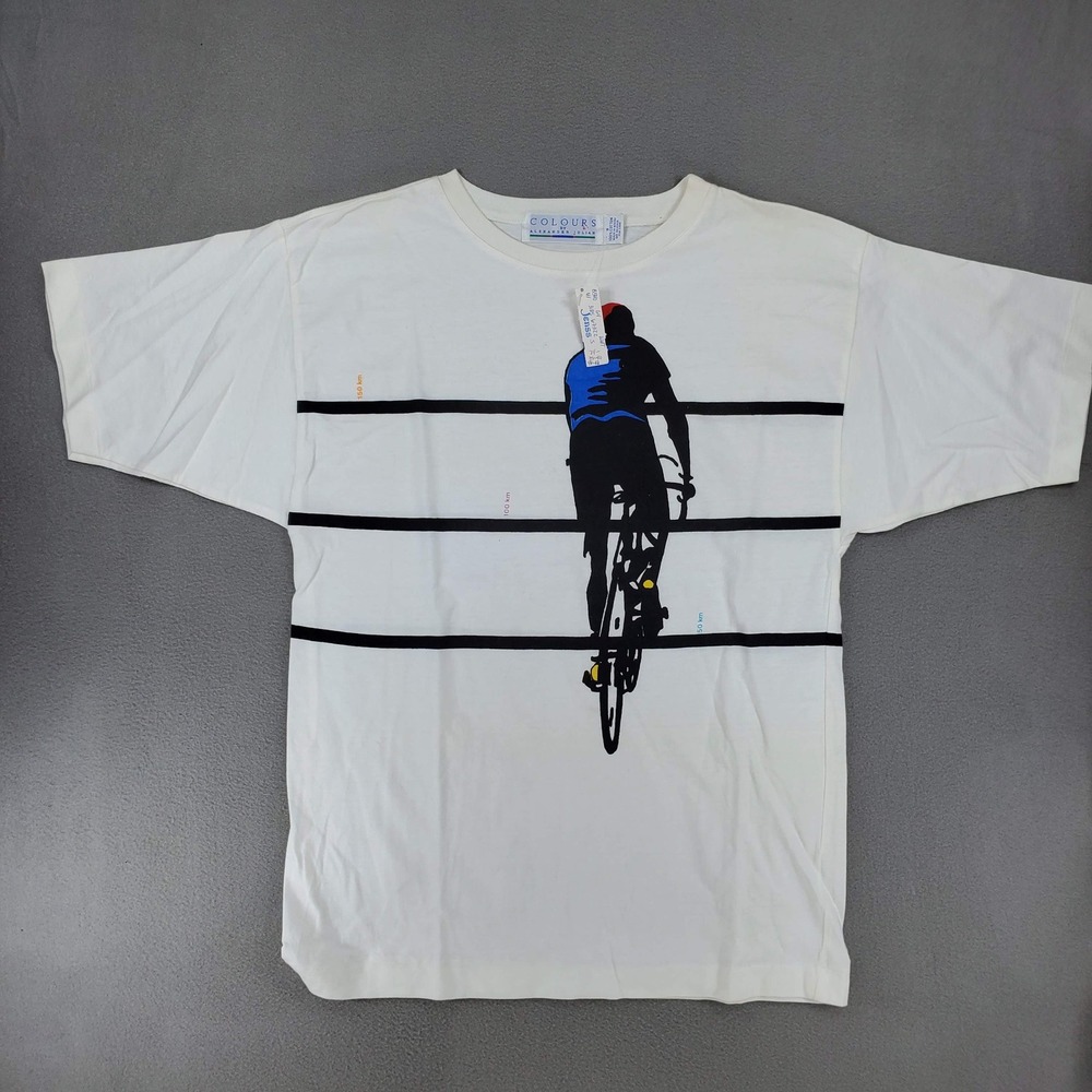 Colours by Alexander Julian T-Shirt Men S White Cycling Graphic Vintage NEW
